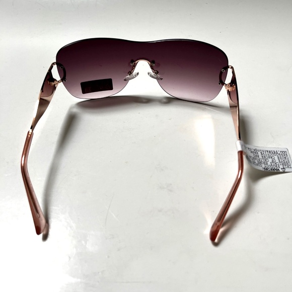 New GUESS Shield Sunglasses Rimless Rose Gold Logo Pattern GO00038 Pink Lens